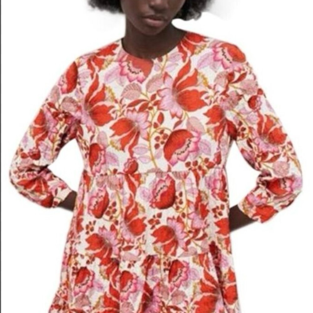 Floral Red and Pink Dress